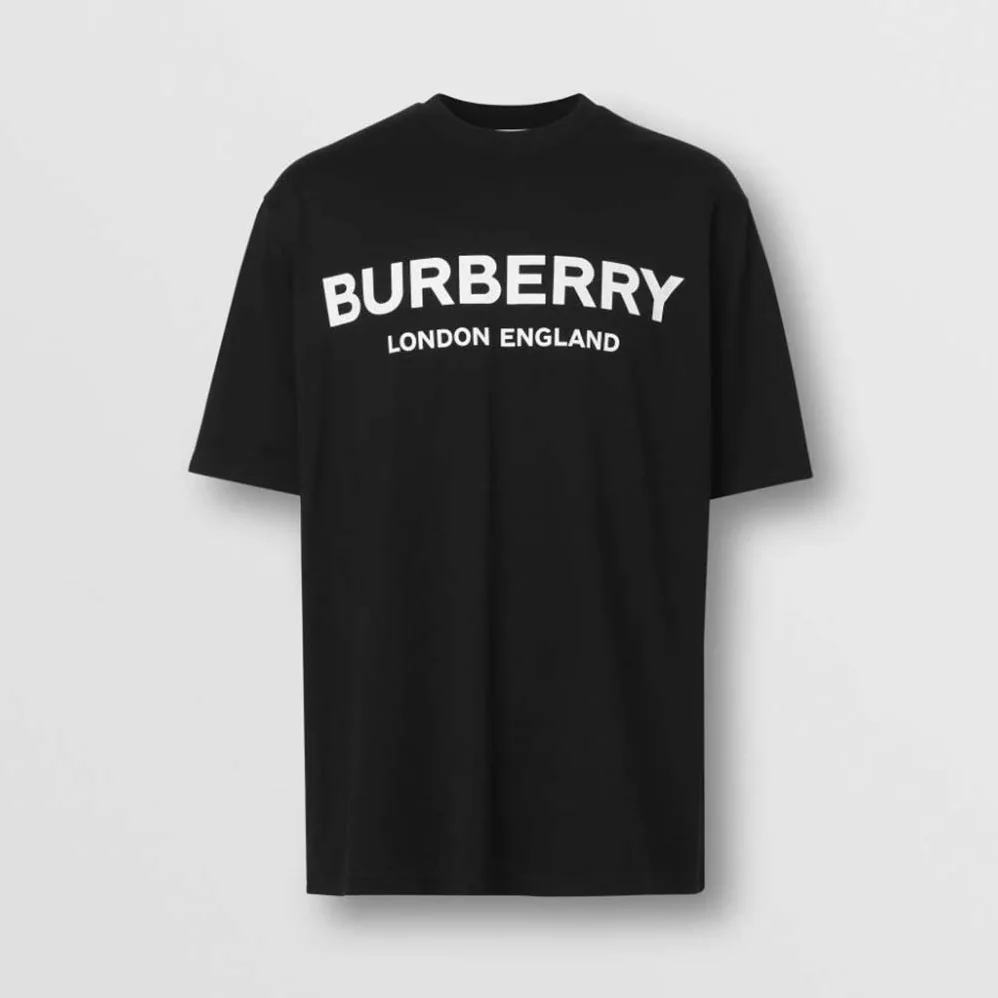 Burberry Logo Print Cotton T-shirt for Men in Black