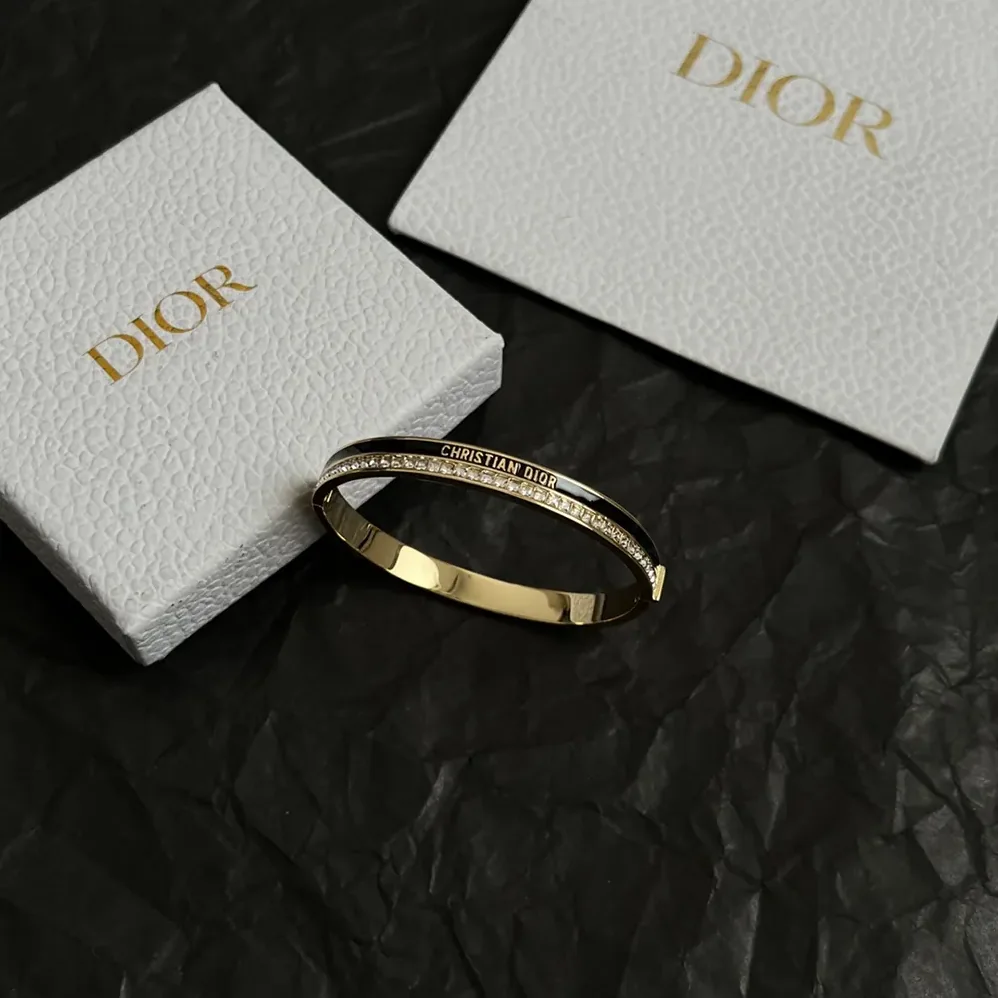 Dior Night Code Bangle Gold-Finish Metal White Crystals and Black Lacquer for Women Dior Night Code Bangle Gold-Finish Metal White Crystals and Black Lacquer for Women