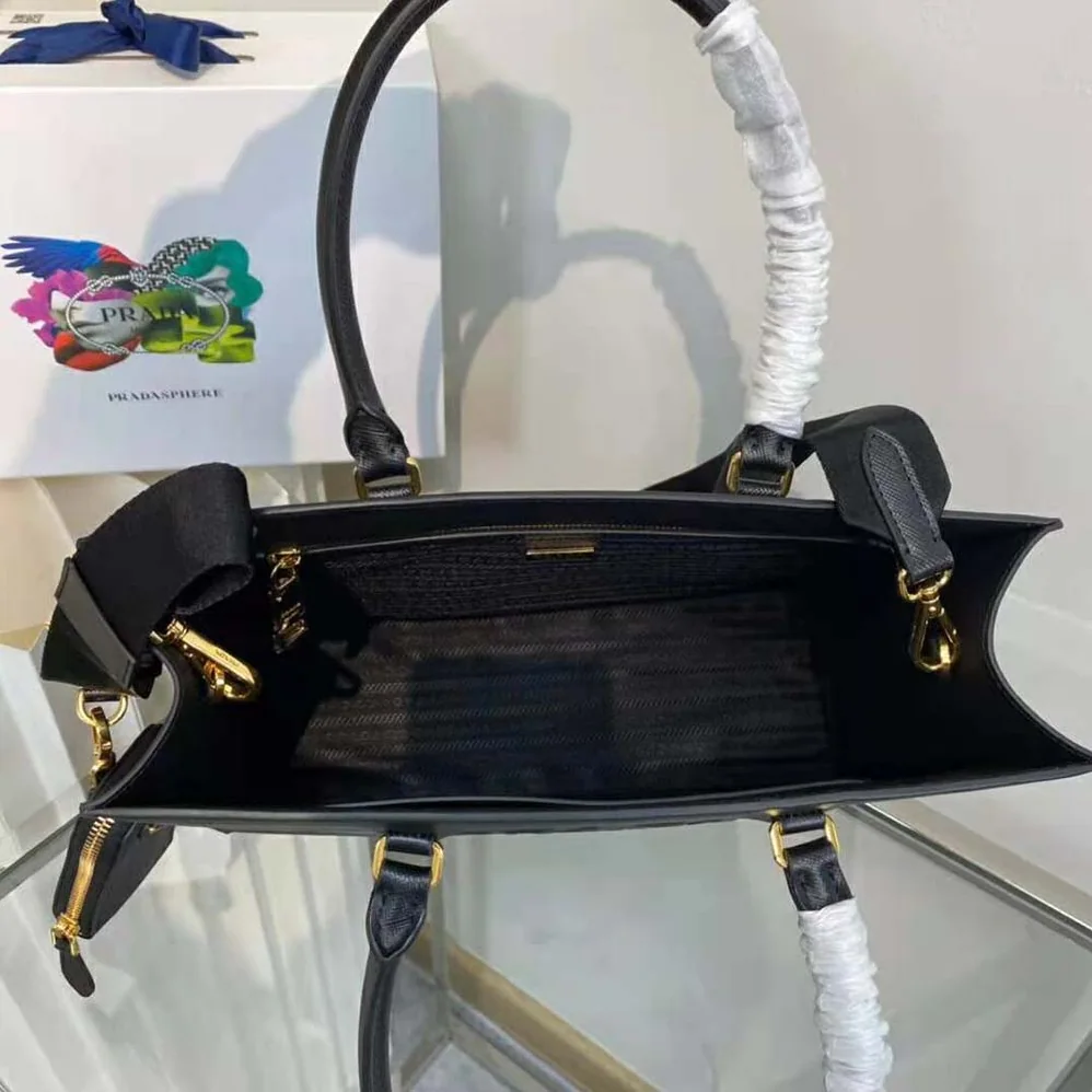 Prada Large Saffiano Leather Handbag for Women in Black