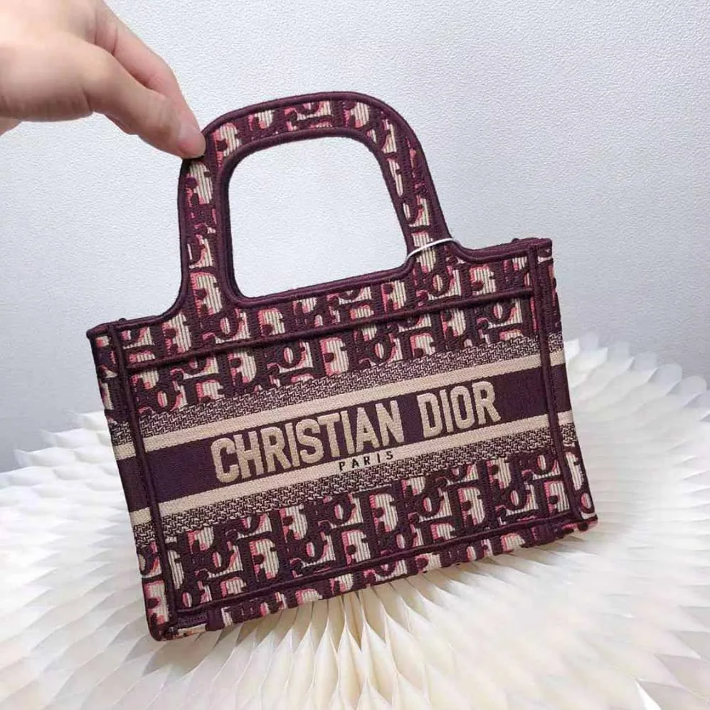 Dior Mini Dior Book Tote Burgundy Dior Oblique Embroidery for Women Dior Mini Dior Book Tote Burgundy Dior Oblique Embroidery for Women