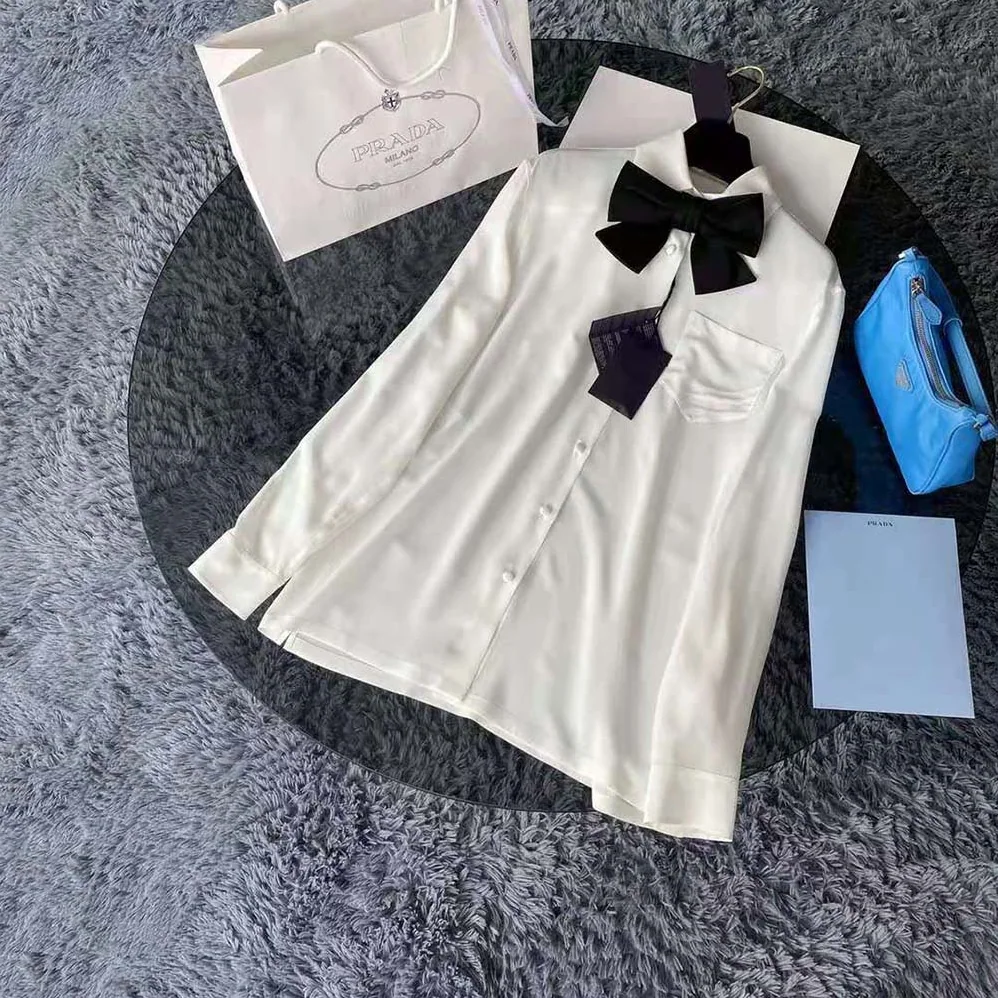 Prada Crepe DE Chine Shirt for Women in White