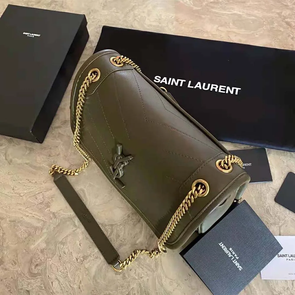 Saint Laurent YSL Niki Baby in Lambskin for Women in Dark Green Saint Laurent YSL Niki Baby in Lambskin for Women in Dark Green