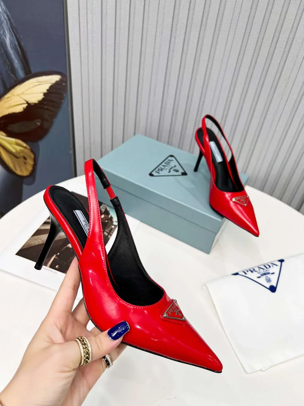 Prada Brushed Sling Pumps Red Prada Brushed Sling Pumps Red