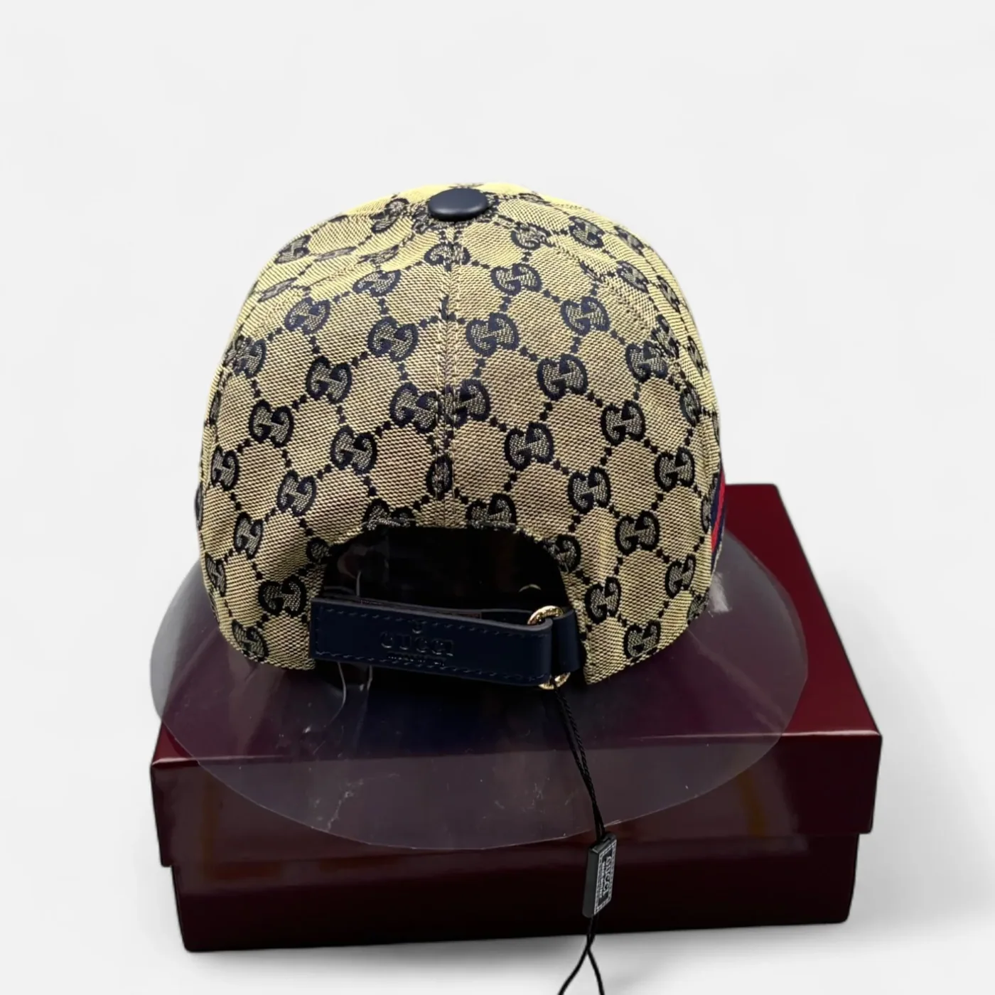 Gucci Original GG Canvas Baseball Hat With Web Beige in Blue GG Gucci Original GG Canvas Baseball Hat With Web Beige in Blue GG