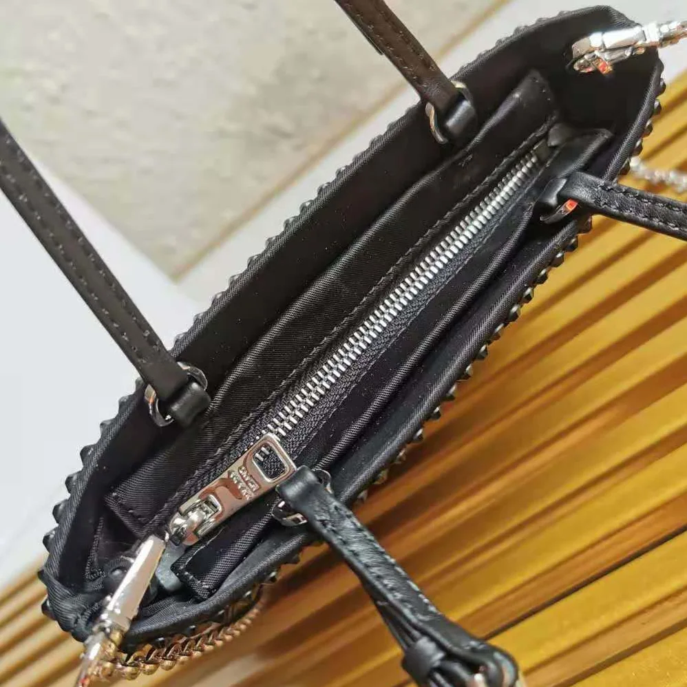 Prada Satin Handbag with Decoration for Women in Black Prada Satin Handbag with Decoration for Women in Black