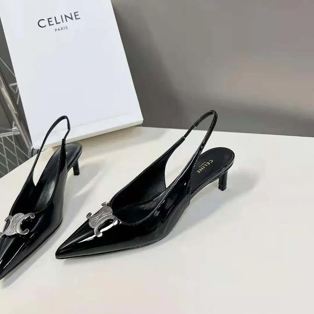 Celine Alma Triomphe Slingback in Glossy Calfskin for Women