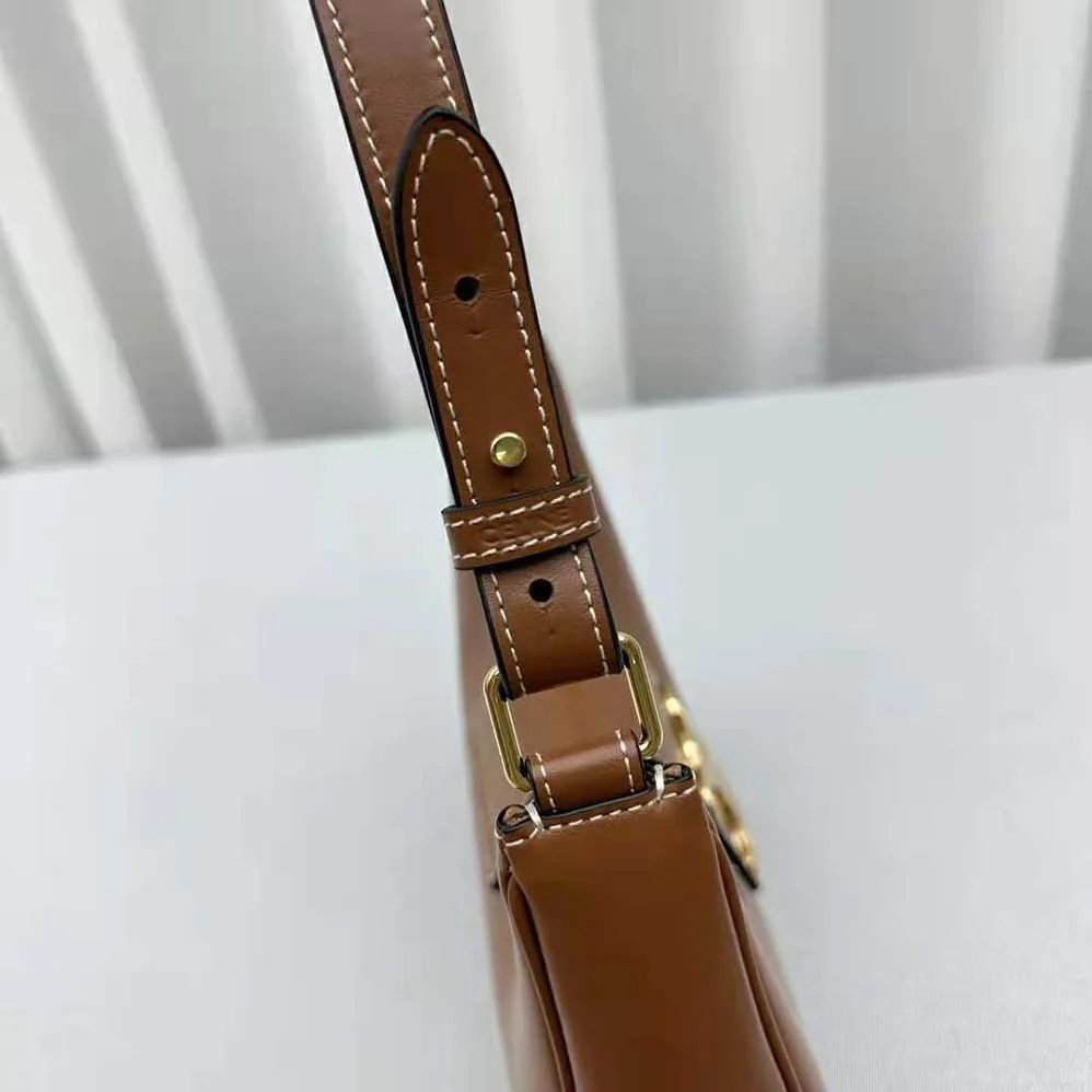 Celine Ava Triomphe Soft Bag in Smooth Calfskin for Women in Brown