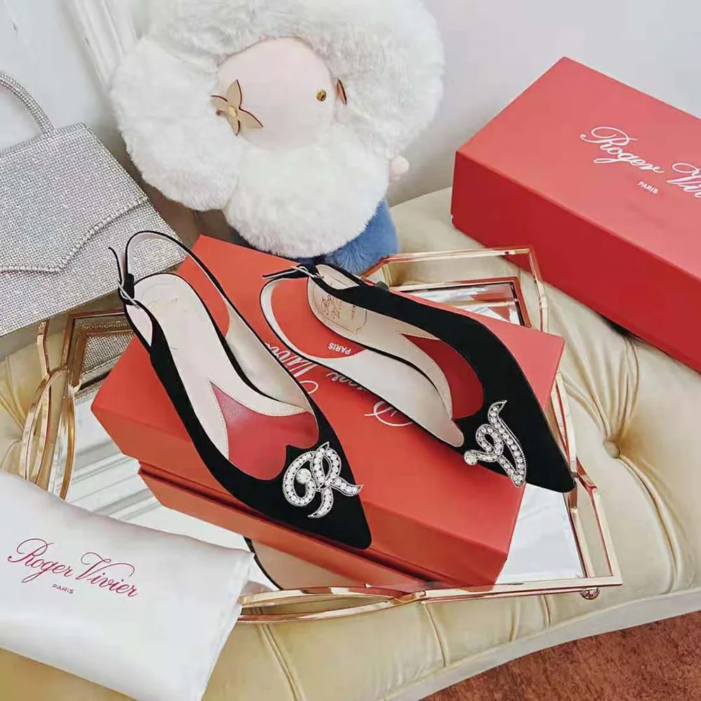 Roger Vivier I Love Vivier RV Jewel Slingback Pumps in Suede for Women