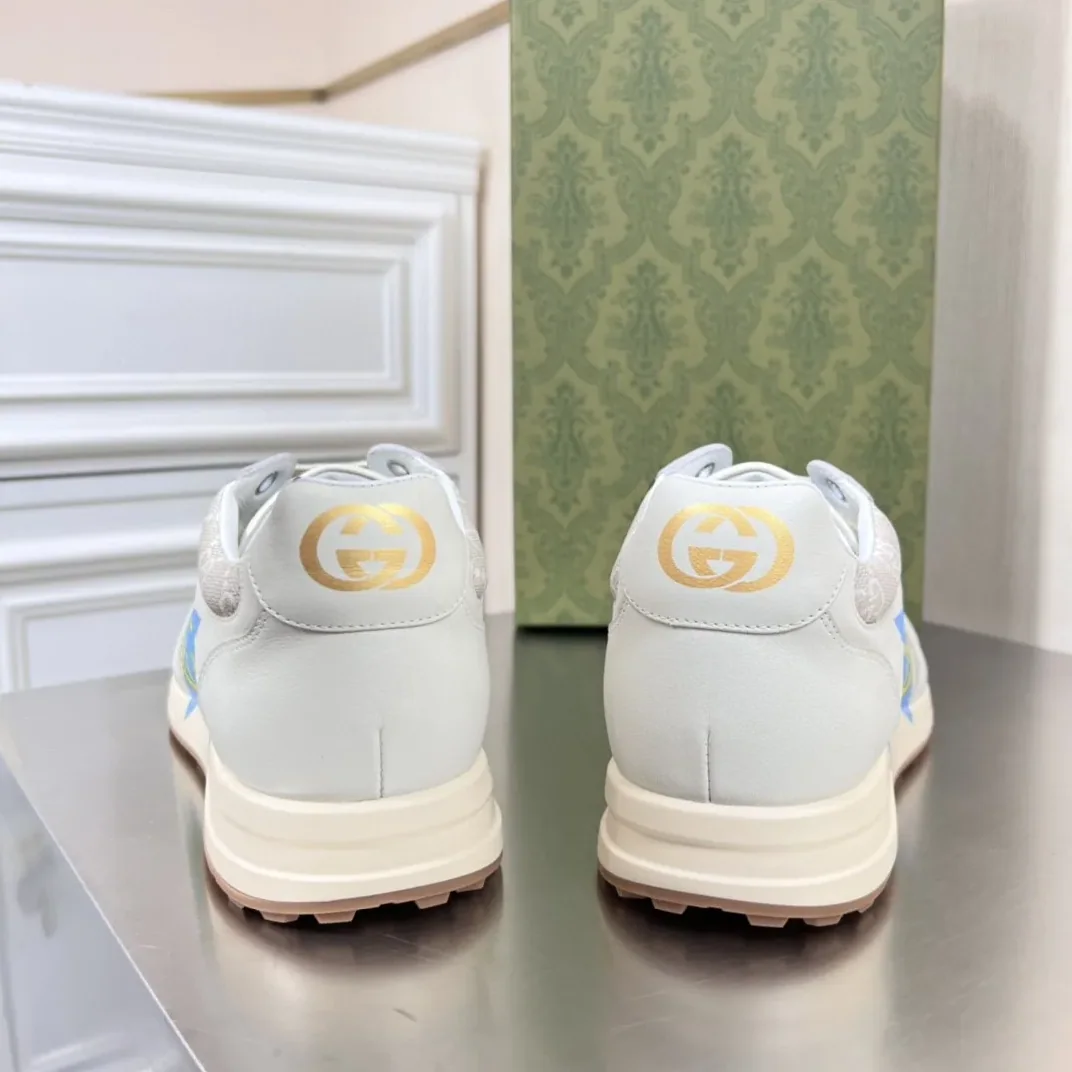 Gucci GG Star Print Sneaker Light Blue Gray GG Shoes for Men Gucci GG Star Print Sneaker Light Blue Gray GG Shoes for Men