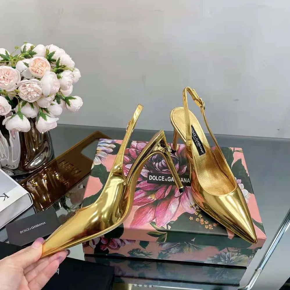 Dolce Gabbana D&G Mirrored for Women in Effect Calfskin Slingbacks