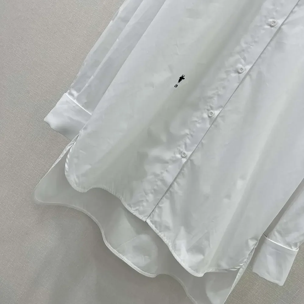 Dior Wing-Collar Shirt White Cotton Poplin for Women Dior Wing-Collar Shirt White Cotton Poplin for Women