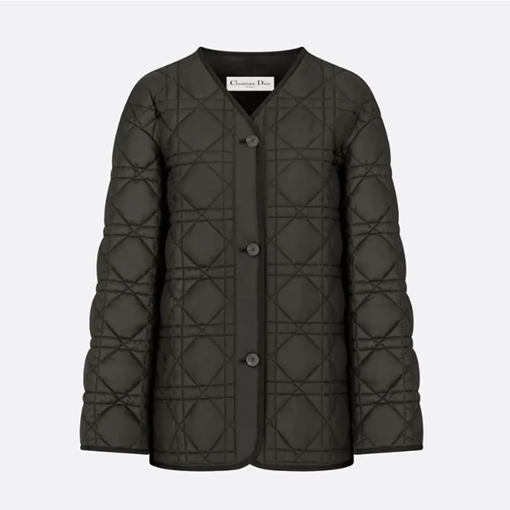 Dior Macrocannage Peacot Black Quilted Technical Taffeta for Women