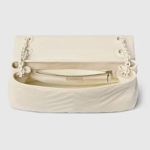 Gucci Marmont Medium Shoulder Bag in Ivory Tonal Enameled Hardware
