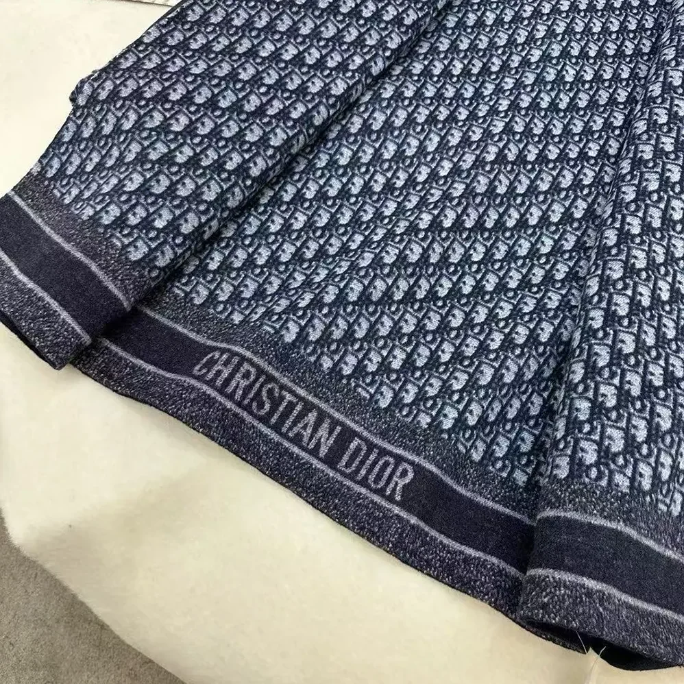 Dior Coat Blue Double for Women in Sided Wool