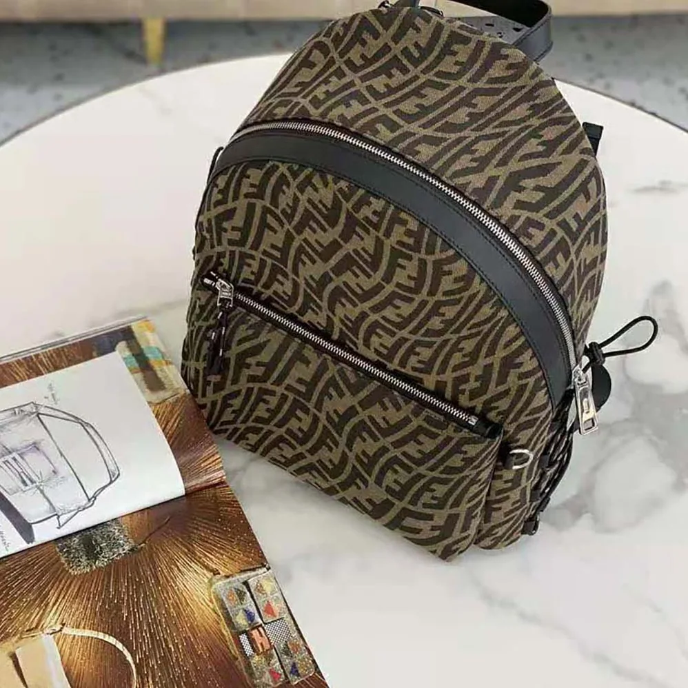 Fendi Backpack in Brown FF Vertigo Fabric for Women