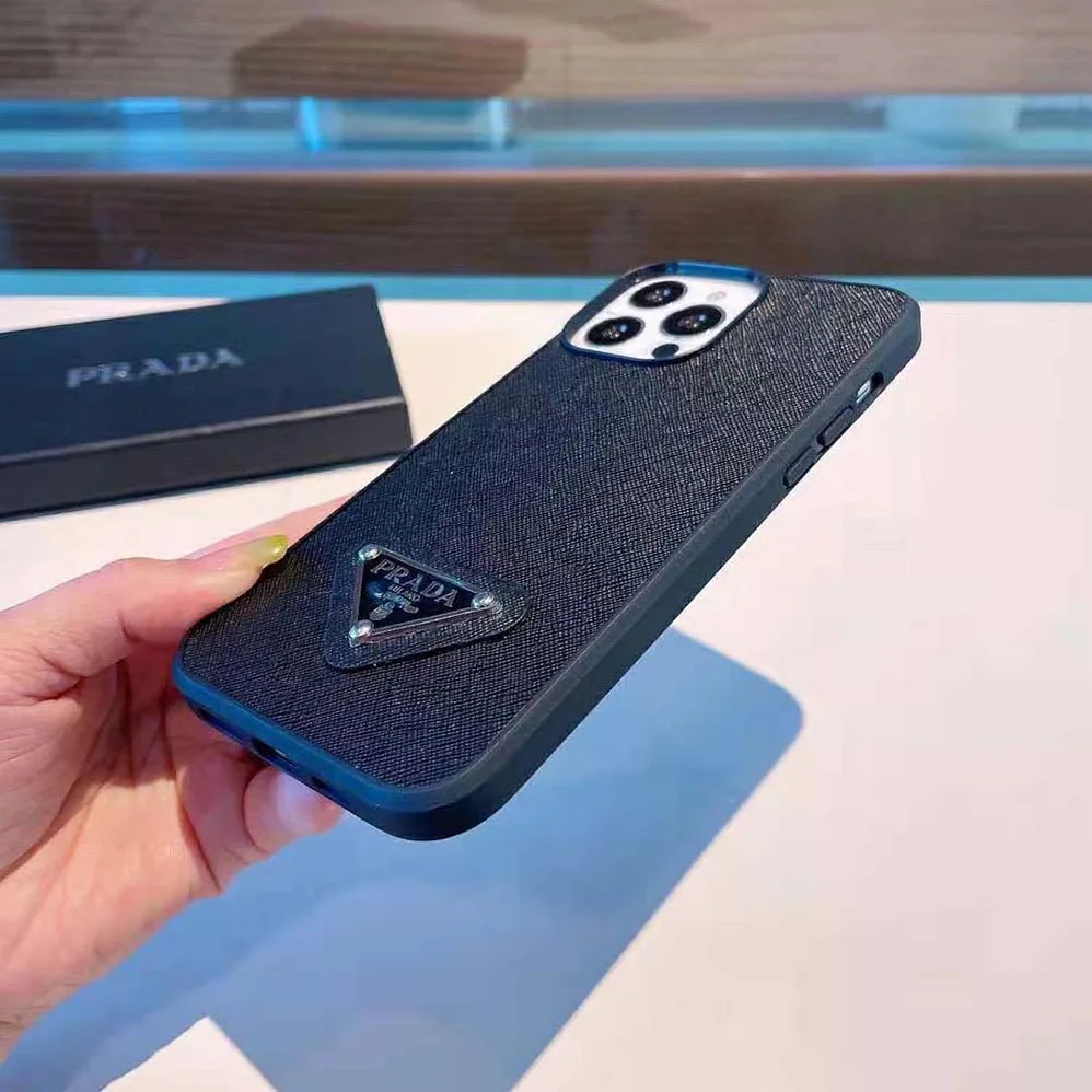 Prada Saffiano Leather Apple iPhone Cover for Women in Black