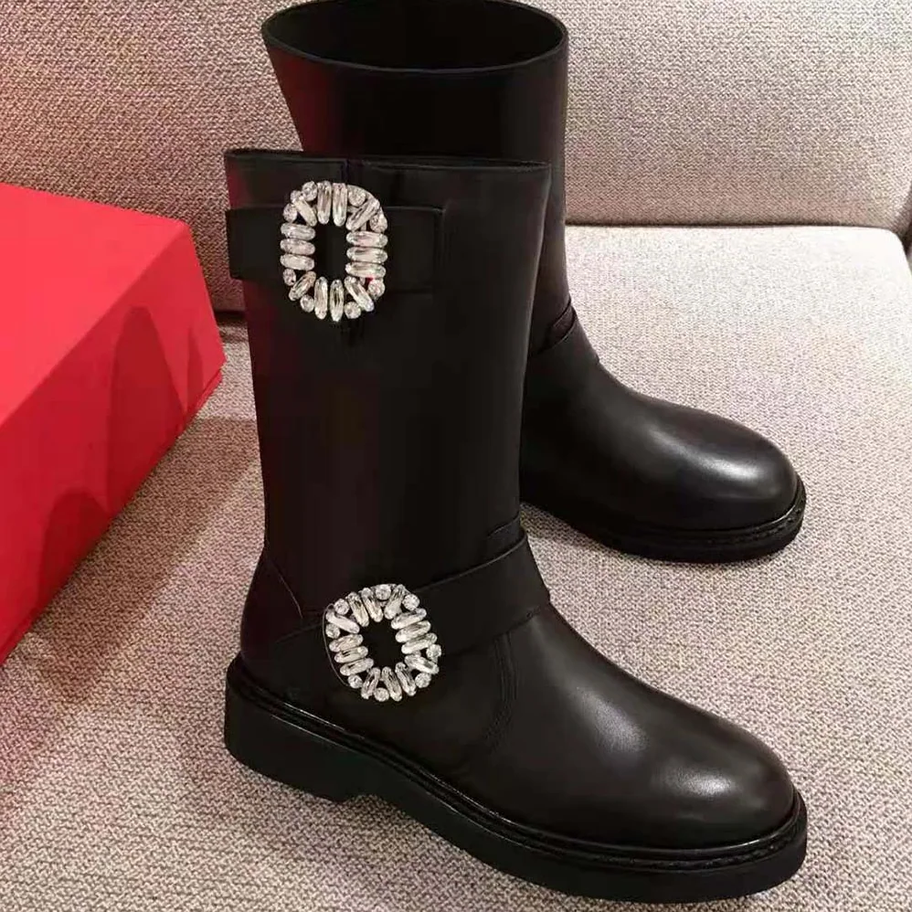 Roger Vivier Viv' Biker Boots in 2.5cm Heel for Women in Black