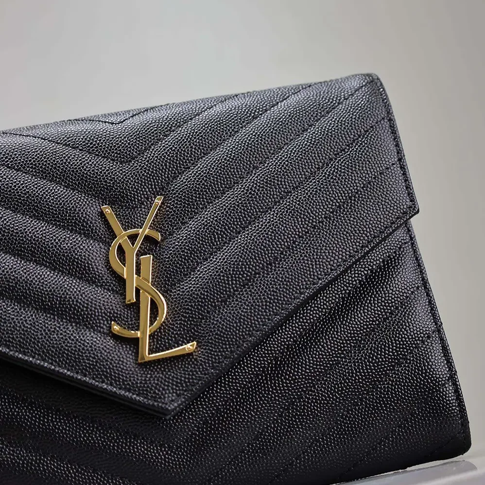 Saint Laurent YSL Cassandre Matelassé Flap Pouch In Grain De Poudre Leather Black for Women Saint Laurent YSL Cassandre Matelassé Flap Pouch In Grain De Poudre Leather Black for Women