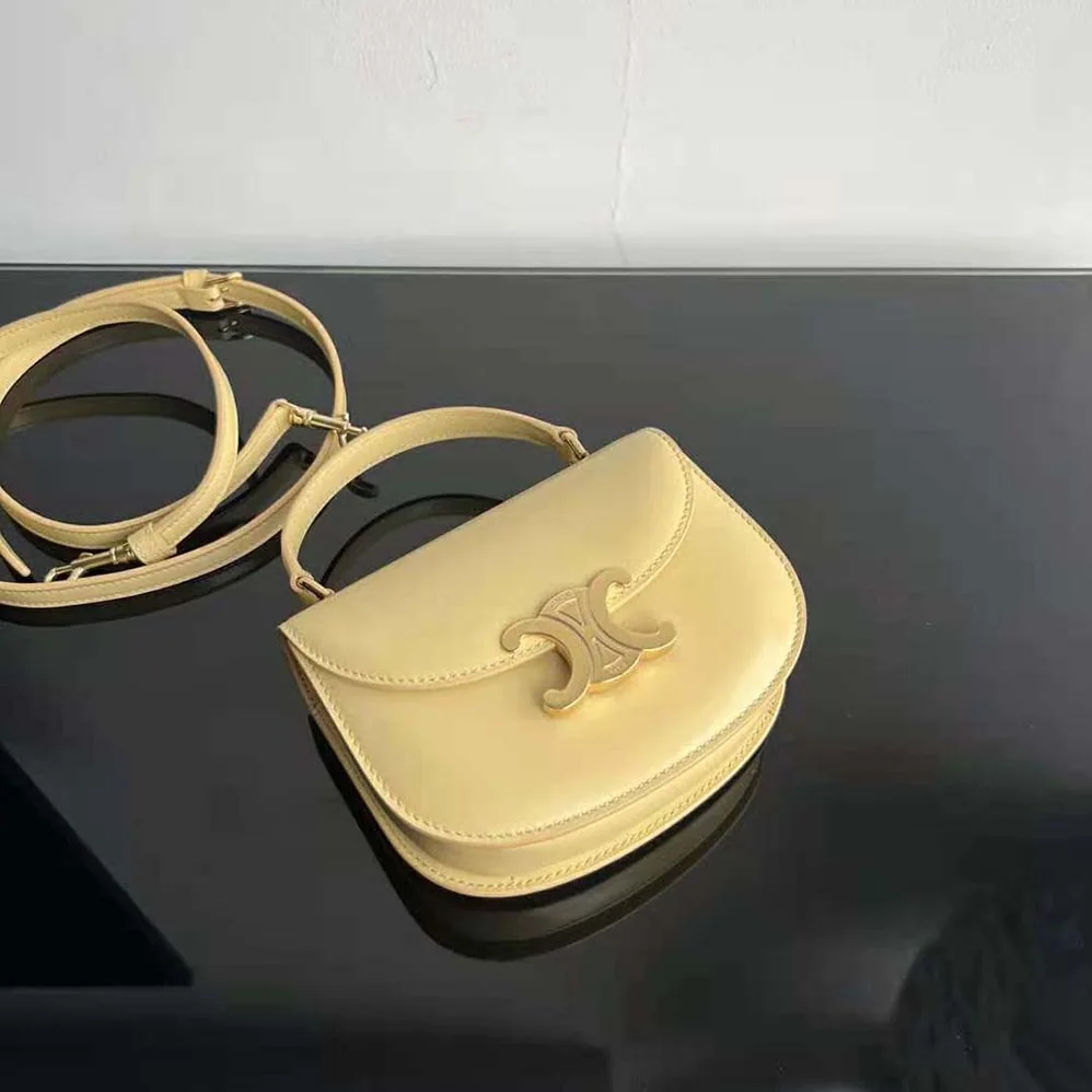 Celine Mini Besace Triomphe in Shiny Calfskin for Women in Yellow Celine Mini Besace Triomphe in Shiny Calfskin for Women in Yellow
