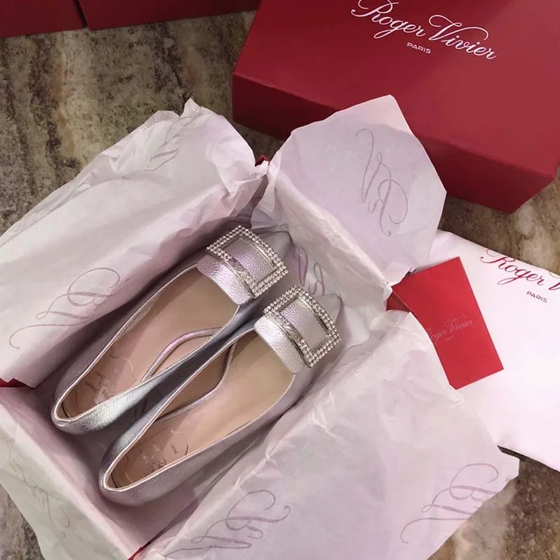 Roger Vivier Shoes Gommettine Strass Buckle Ballerinas 25mm Heel for Women Roger Vivier Shoes Gommettine Strass Buckle Ballerinas 25mm Heel for Women