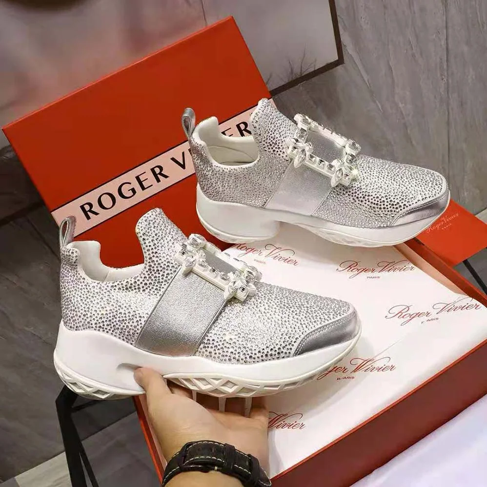 Roger Vivier Viv' Run Bling Strass Buckle Sneakers in Technical Fabrics for Women