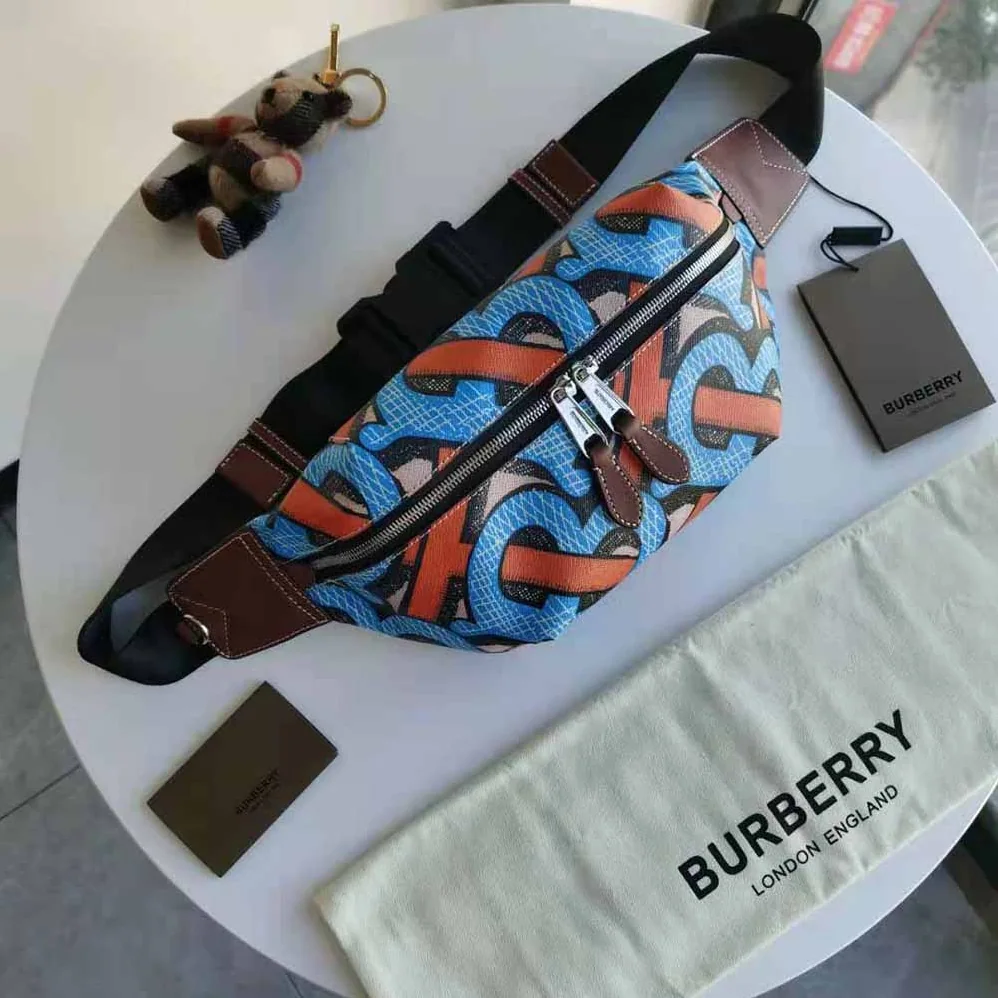 Burberry Monogram Print E-canvas Sonny Bum Bag for Women in Orange
