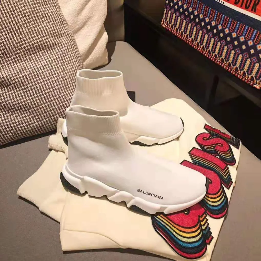 Balenciaga Speed Trainers in Knit and Balenciaga Logo for Women in White