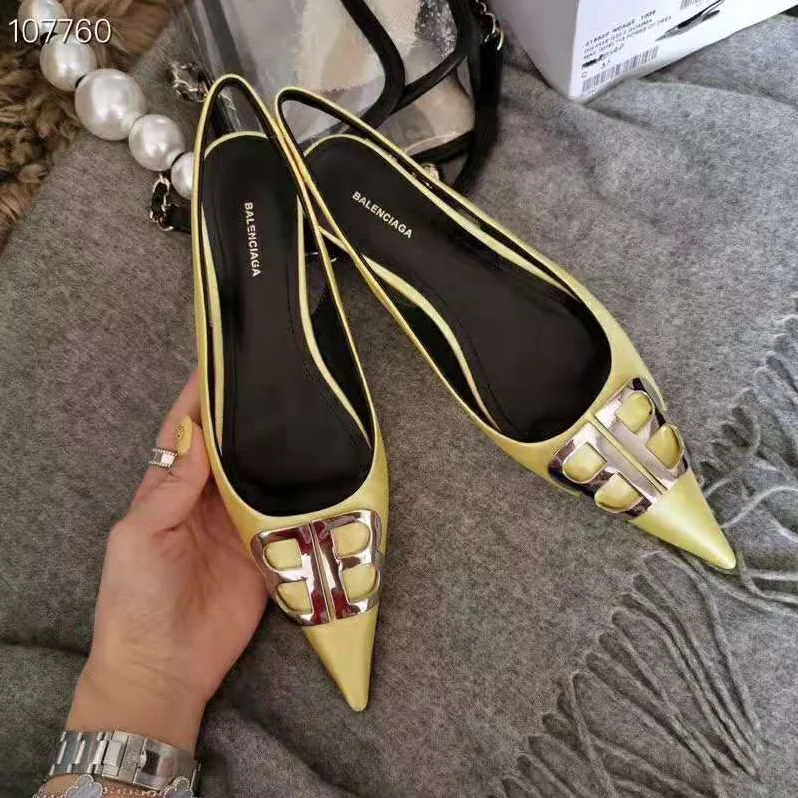 Balenciaga BB Flat Slingback Ballerina Satin 5mm Arch for Women in Yellow