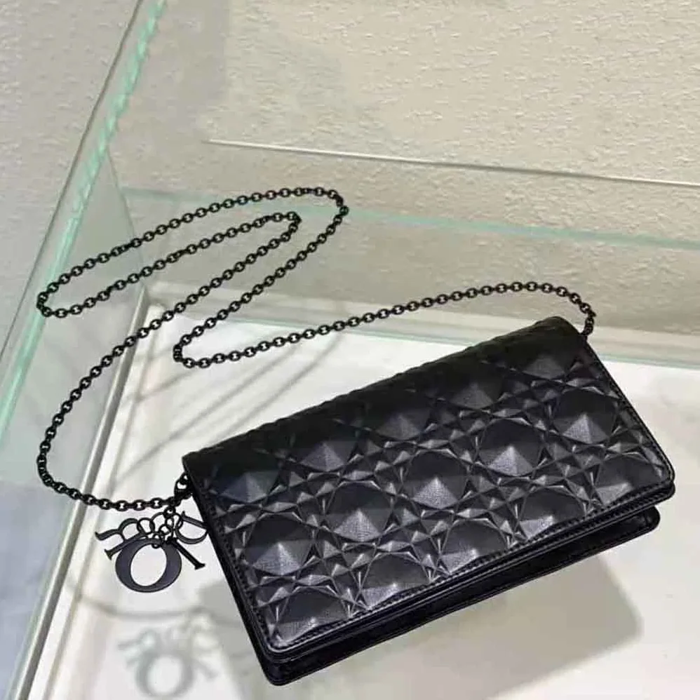 Dior Lady Dior Pouch Black Cannage Calfskin with Diamond Motif for Women Dior Lady Dior Pouch Black Cannage Calfskin with Diamond Motif for Women