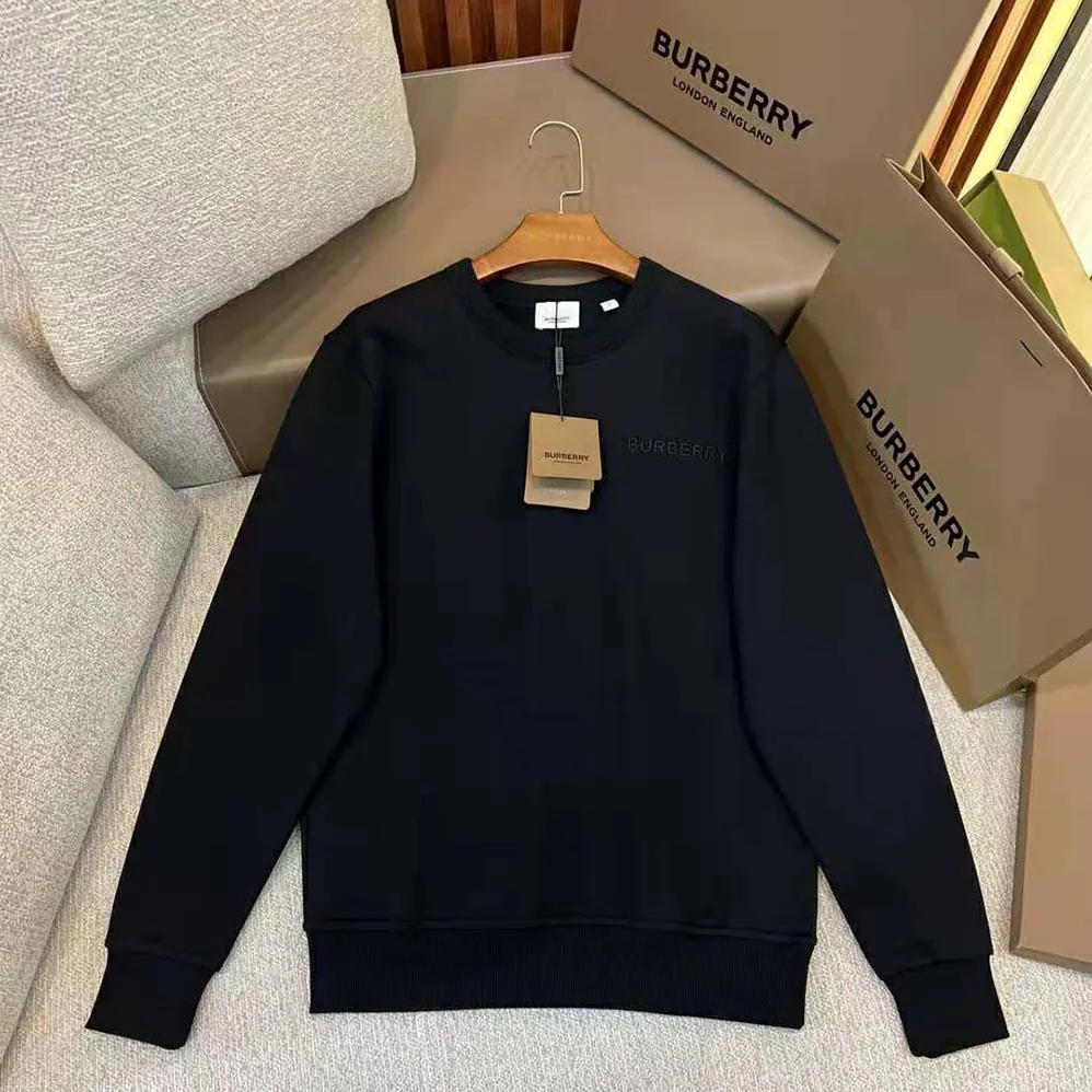 Burberry Check EKD Cotton Sweatshirt for Men in Black Burberry Check EKD Cotton Sweatshirt for Men in Black