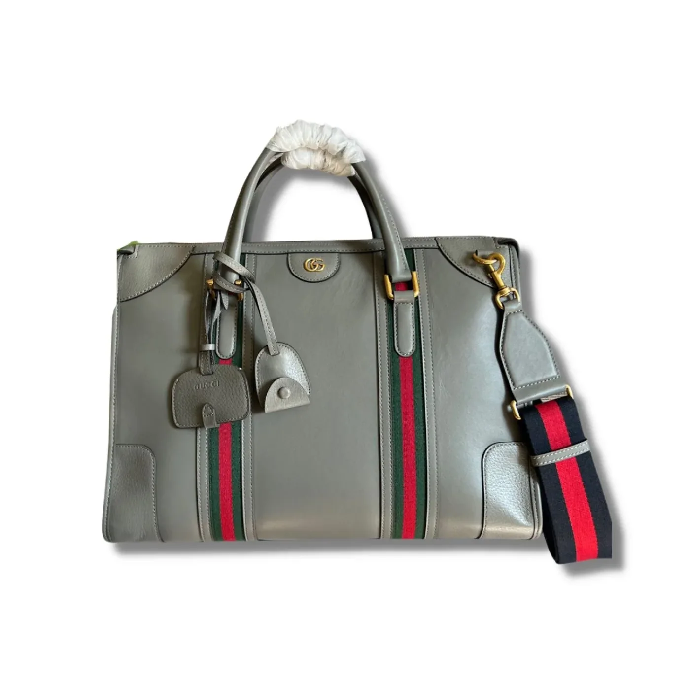 Large Bauletto Top Handle Bag With Double G Grey in Brown / Large Bauletto Top Handle Bag With Double G Grey in Brown /