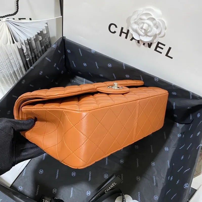 Chanel Classic Double Flap Bag Large Crossbody in Brown Silver Hardware Chanel Classic Double Flap Bag Large Crossbody in Brown Silver Hardware