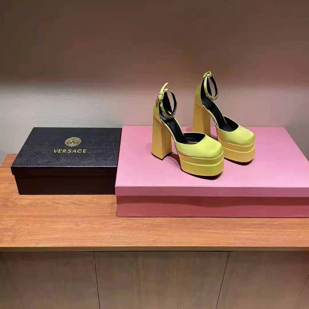 Versace Medusa Aevitas Platform Pumps for Women in Yellow