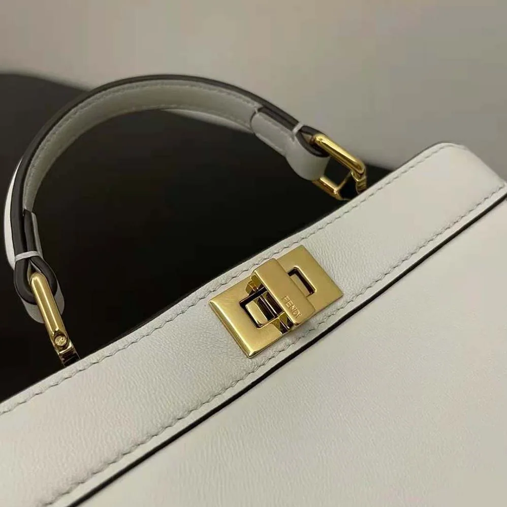 Fendi Peekaboo ISeeU Petite White Padded Nappa Leather Bag for Women Fendi Peekaboo ISeeU Petite White Padded Nappa Leather Bag for Women