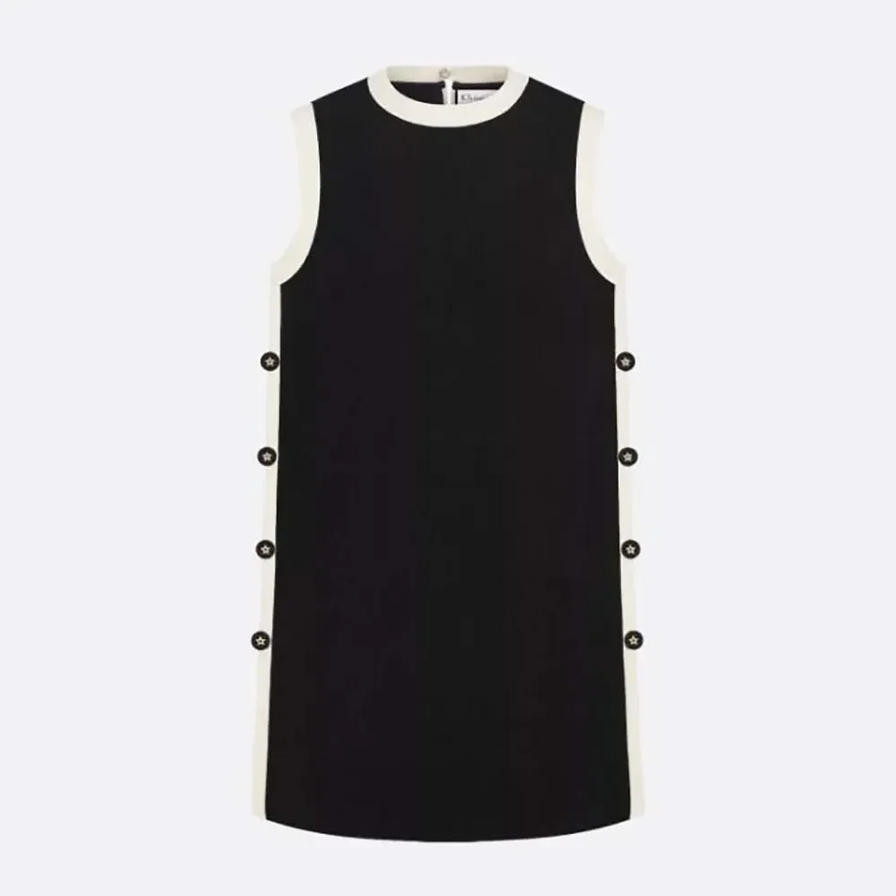 Dior Dioriviera Short Straight Dress Black and Ecru Technical Knit for Women