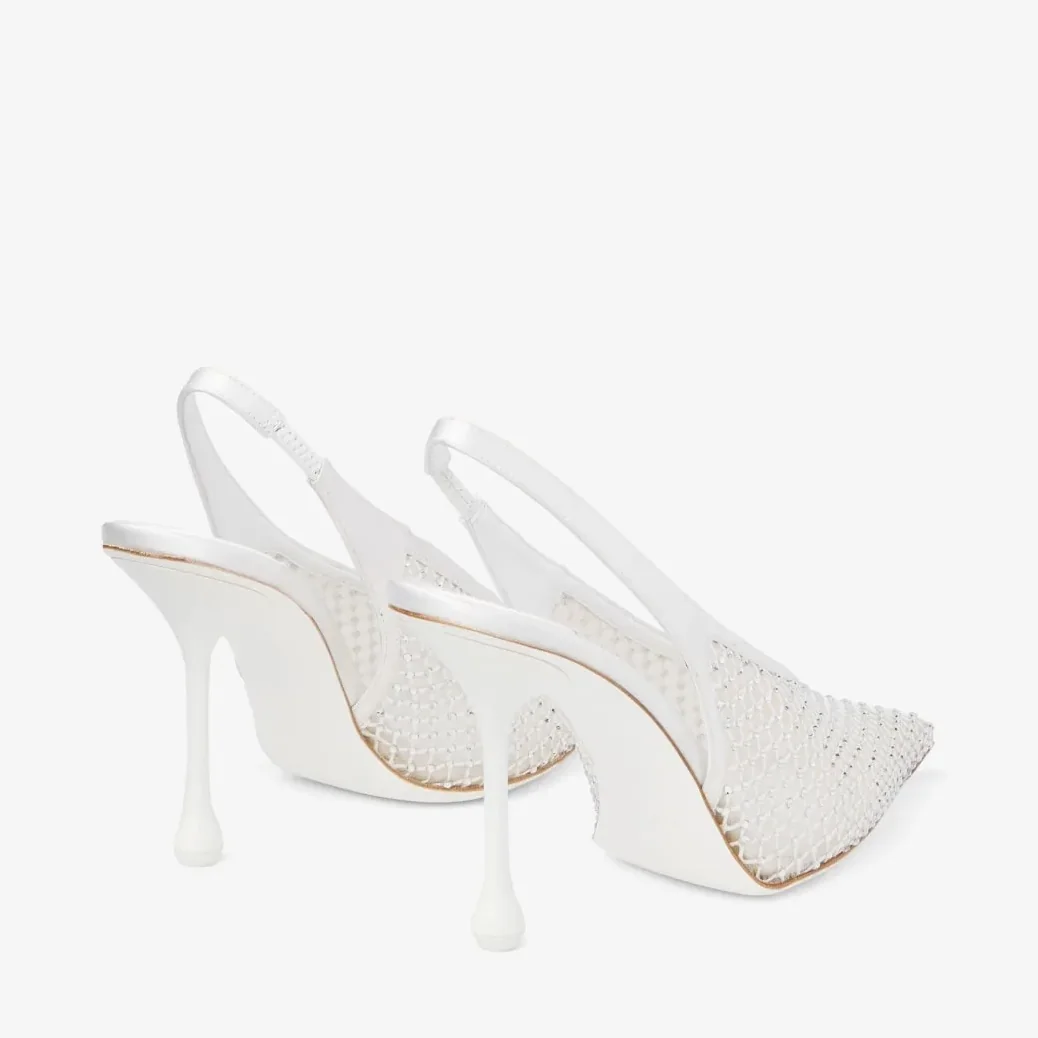 Jimmy Choo Isa 95 Crystal Mesh Pumps White ISA95QHS