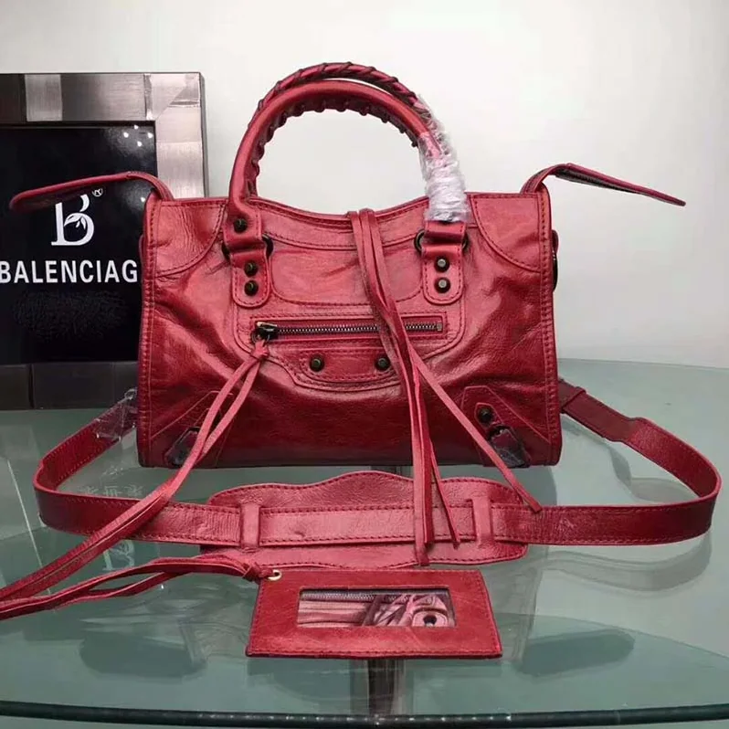 Balenciaga Classic City Top Handle and Should Bag in Red