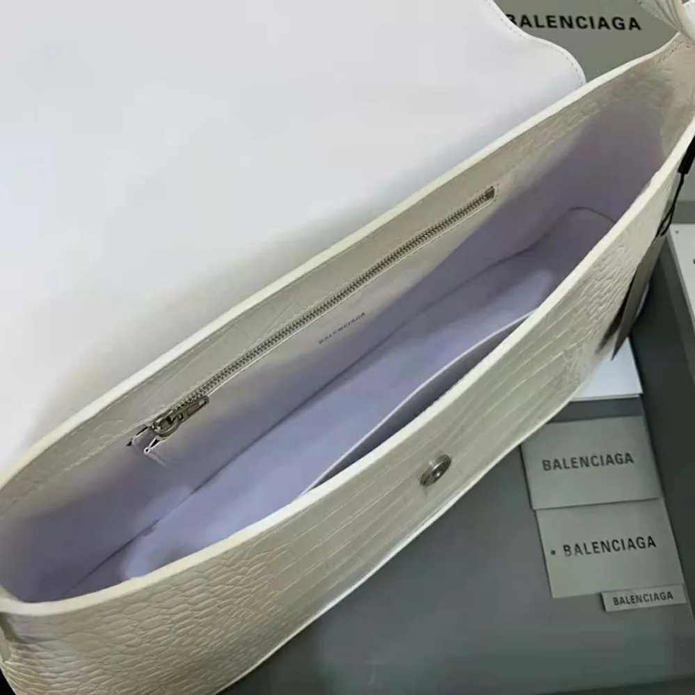 Balenciaga XX XL Flap Bag Crocodile Embossed in White for Women Balenciaga XX XL Flap Bag Crocodile Embossed in White for Women