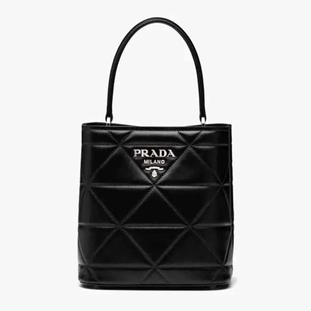 Prada Bucket Design Spectrum Leather Bag for Women in Black Prada Bucket Design Spectrum Leather Bag for Women in Black