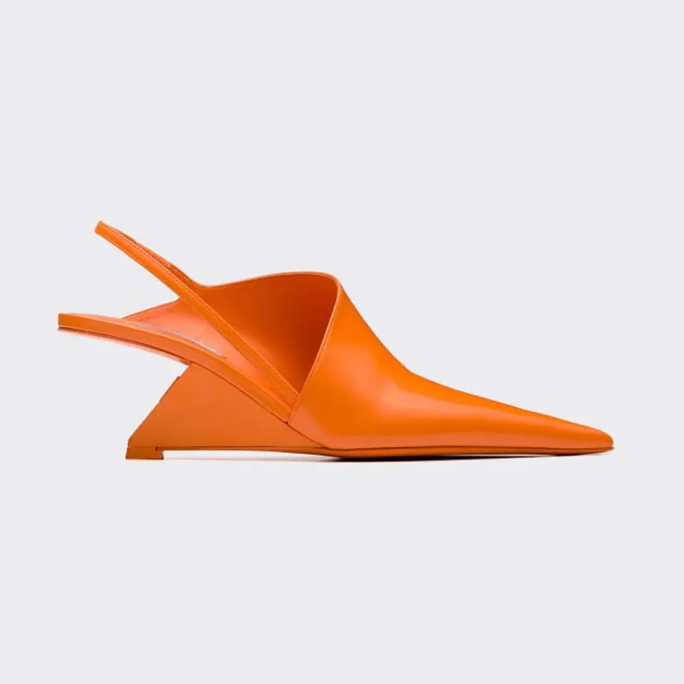 Prada Brushed Leather Slingback Pumps in 65mm Heel Height for Women in Orange Prada Brushed Leather Slingback Pumps in 65mm Heel Height for Women in Orange