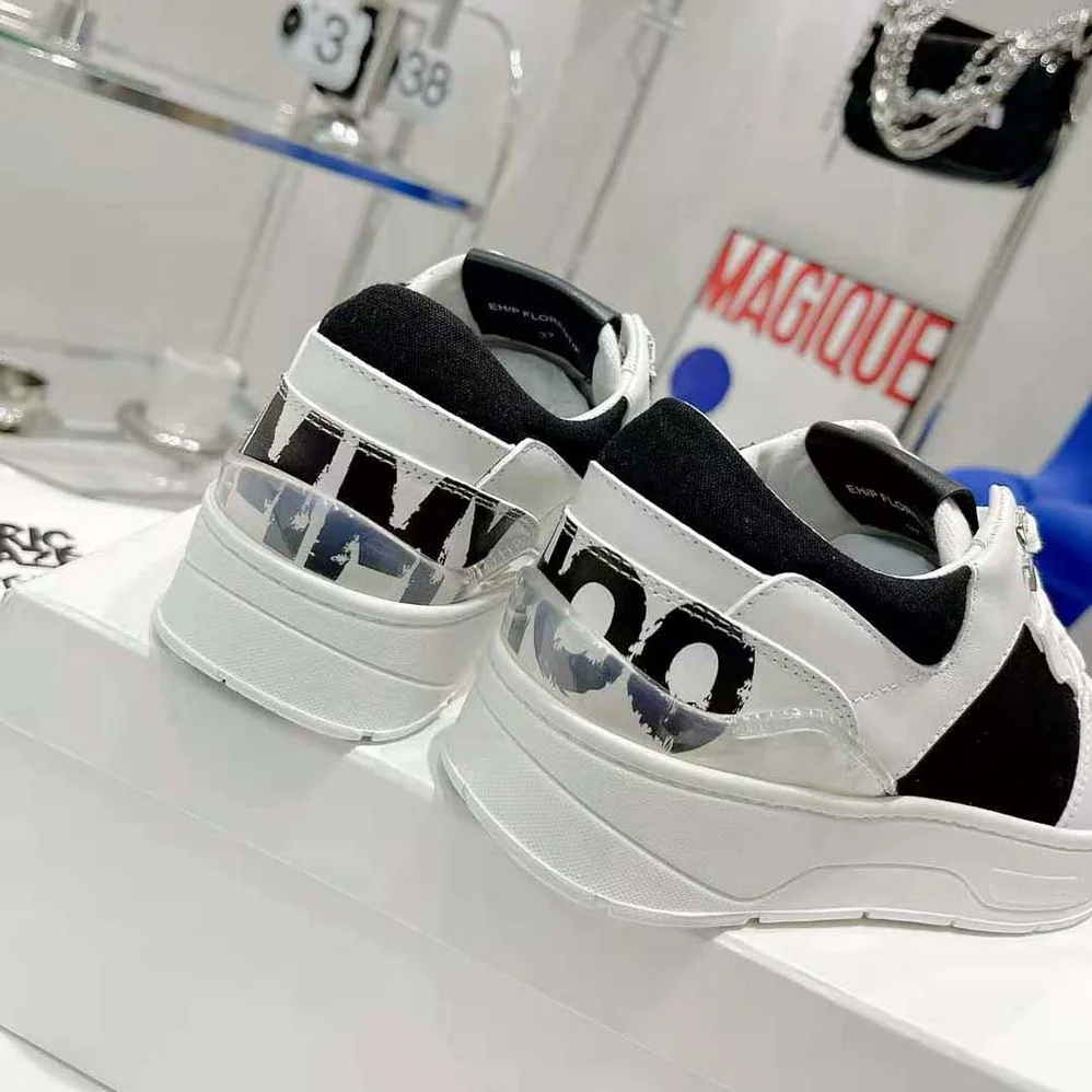 Jimmy Choo JC / Eric Haze Florent/M White Calf Leather and Black Canvas Trainers for Unisex