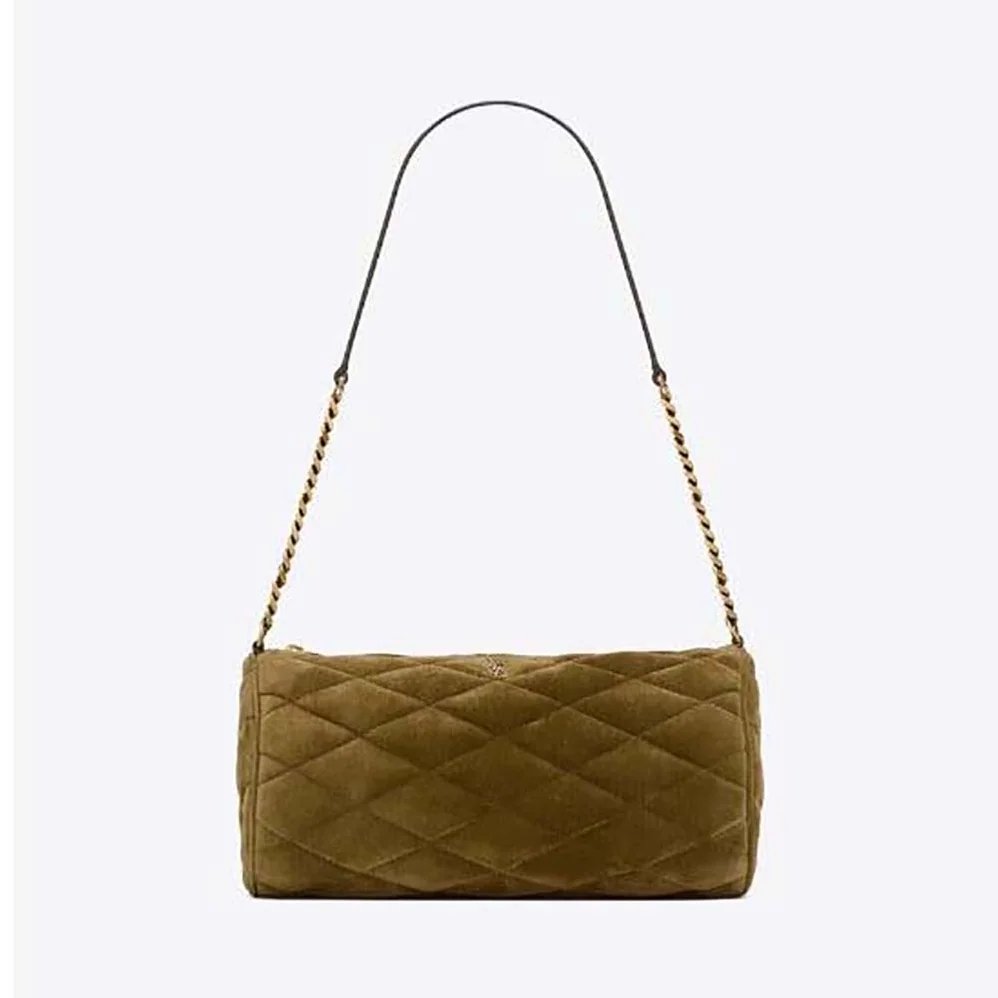 Saint Laurent YSL Sade Small Tube Bag in Quilted Suede for Women in Green
