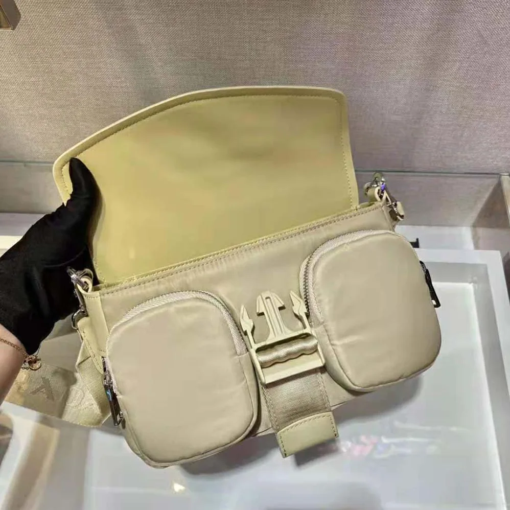 Prada Pocket Nylon and Brushed Leather Bag for Women