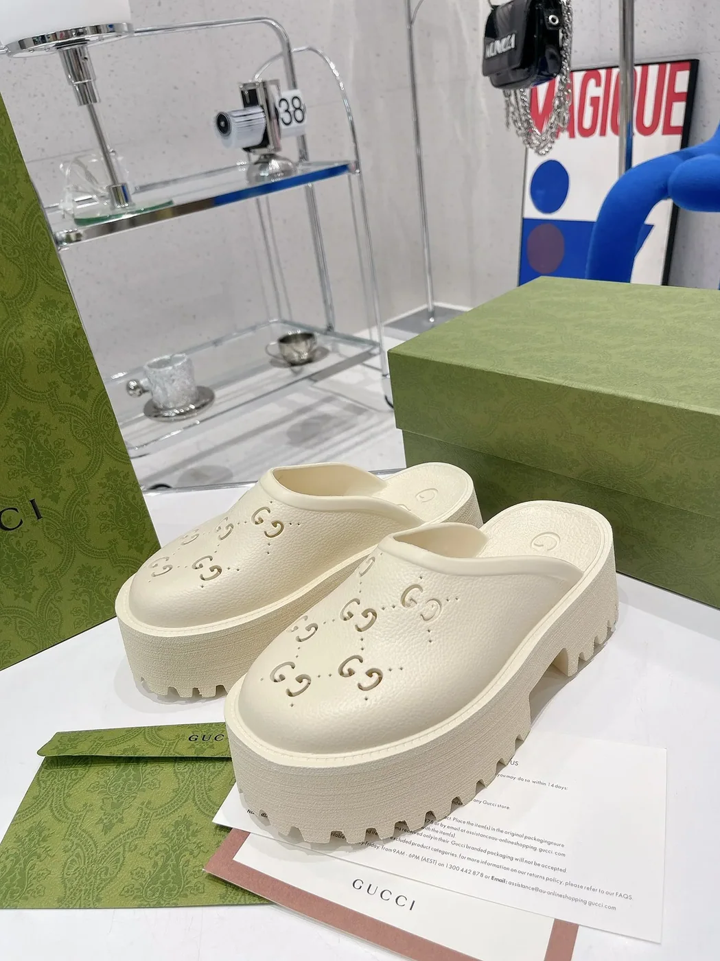 Gucci Platform Perforated G Sandal Yellow for Women