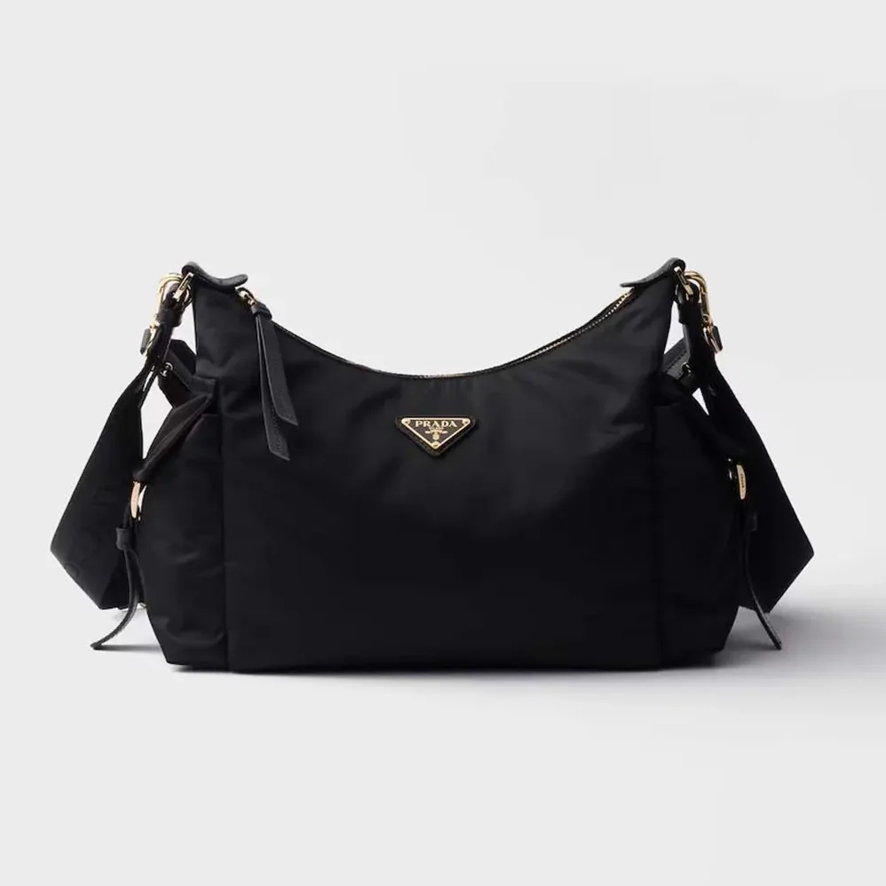 Prada Explore Large Re-Nylon And Leather Bag for Women in Black Prada Explore Large Re-Nylon And Leather Bag for Women in Black