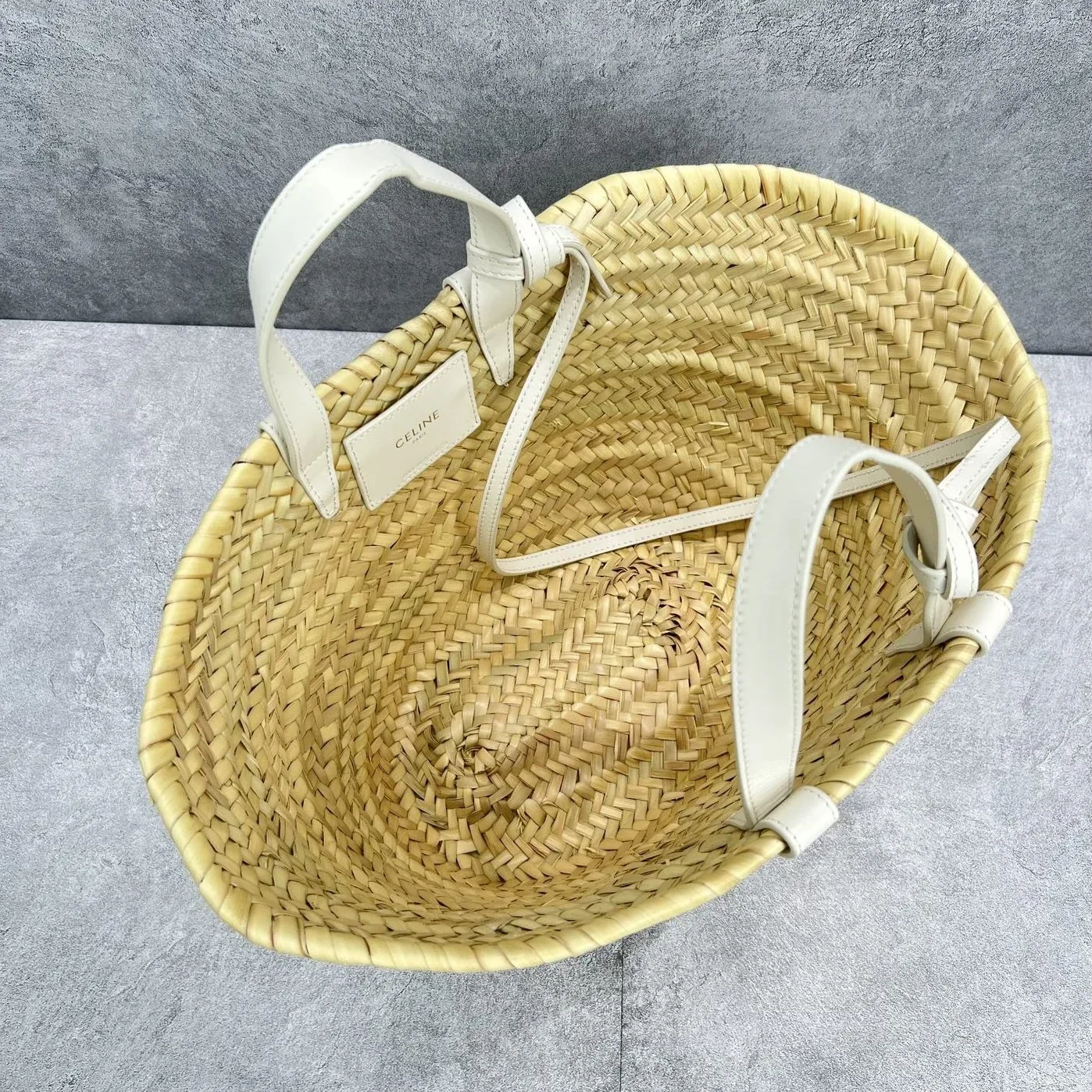 Celine Teen Triomphe Celine Classic Panier In Palm Leaves And Lizard White / Celine Teen Triomphe Celine Classic Panier In Palm Leaves And Lizard White /