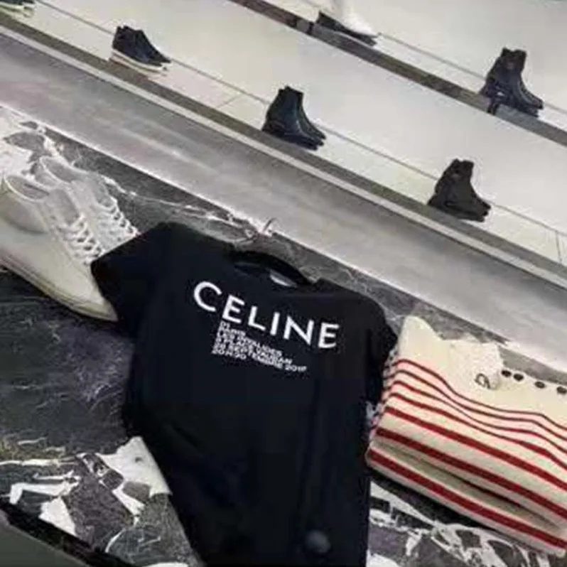 Celine Crew Neck Classic T-Shirt Celine Printed Jersey for Women in Black Celine Crew Neck Classic T-Shirt Celine Printed Jersey for Women in Black