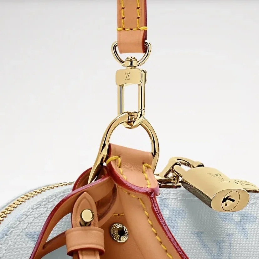 Louis Vuitton Alma BB Top Handle Bag / Monogram Origine Bleu Courrier Gold Hardware