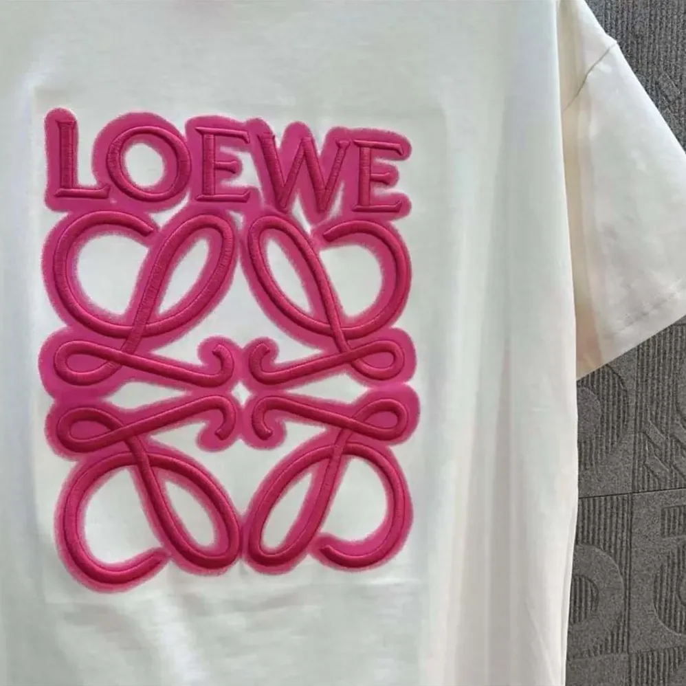 Loewe LOEWE Neon T-shirt in Cotton for Men in White/Pink