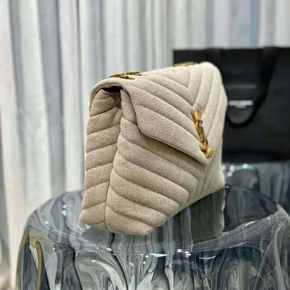 Saint Laurent YSL Loulou Medium in “Y” Quilted Linen for Women
